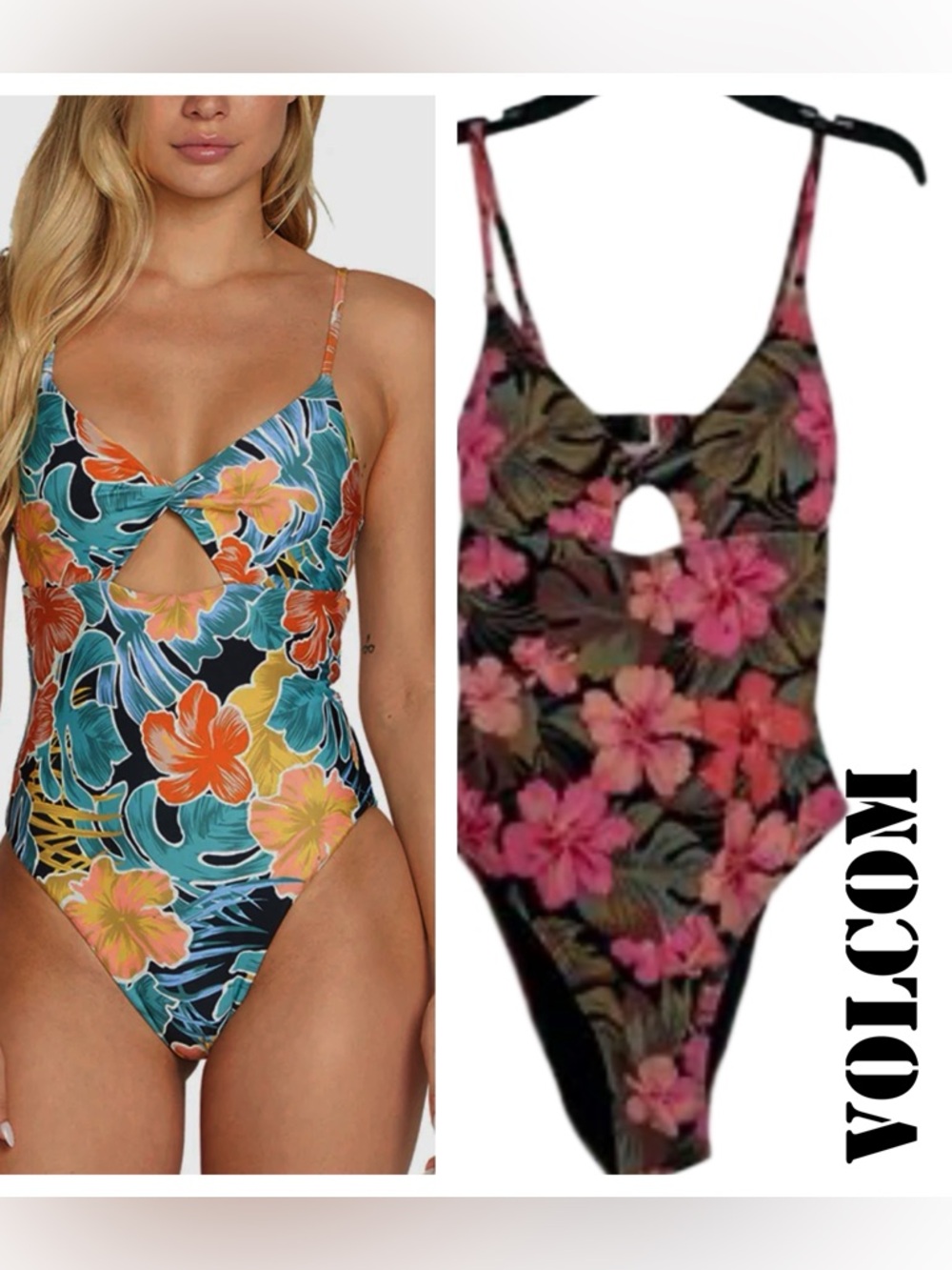 VOLCOM ISLAND TIME TWIST ONE PIECE FLORAL BATHING SUIT